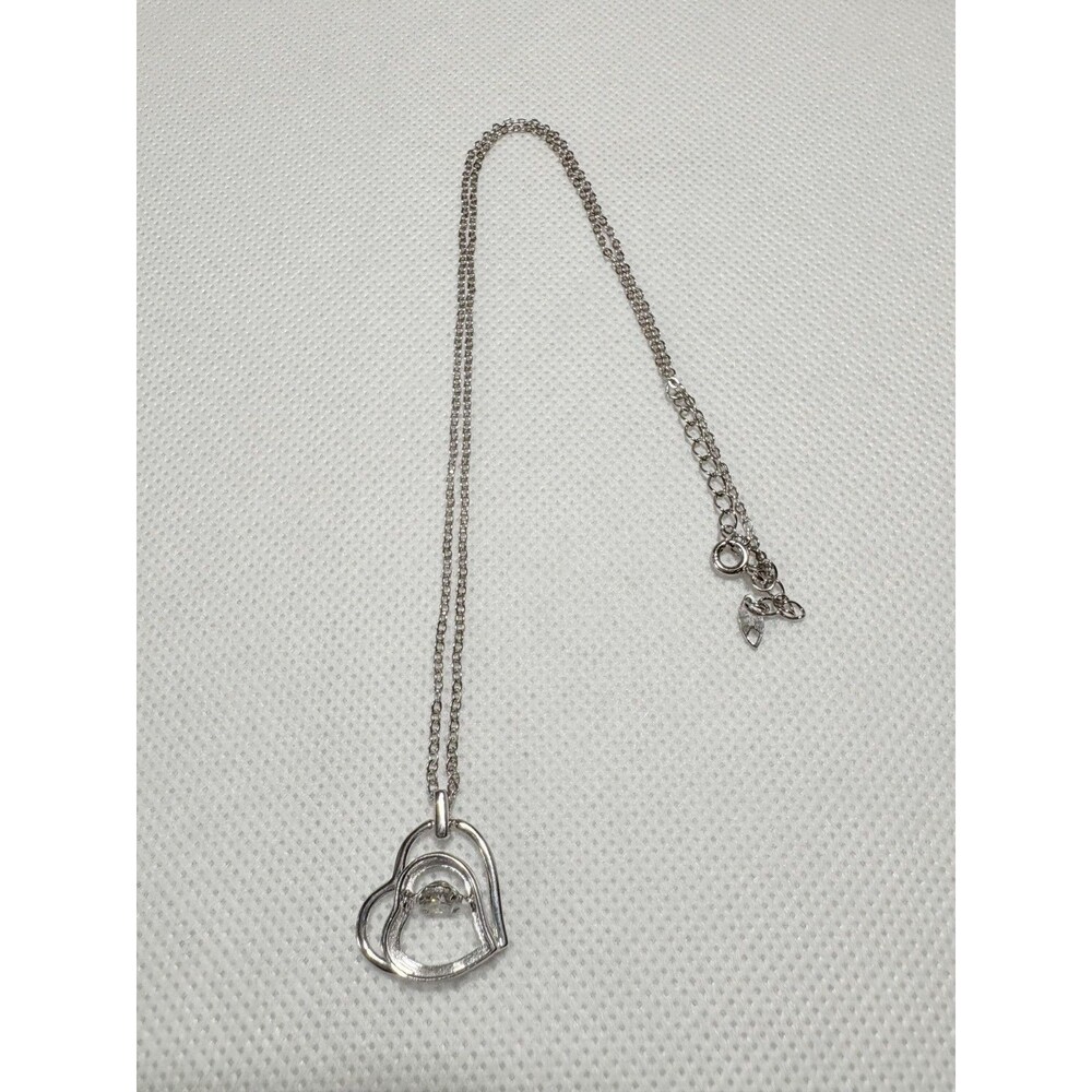 0.5ct VVS1 Moissanite In Motion double Heart Pendant W/ 18" Chain In 925 Silver - Picture 7 of 7